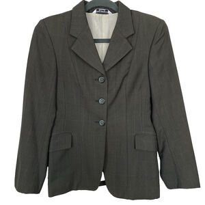Grand Prix Equestrian Hunt Coat Women Sz 12S (Fits like 4) Taupe Wool Glen Plaid